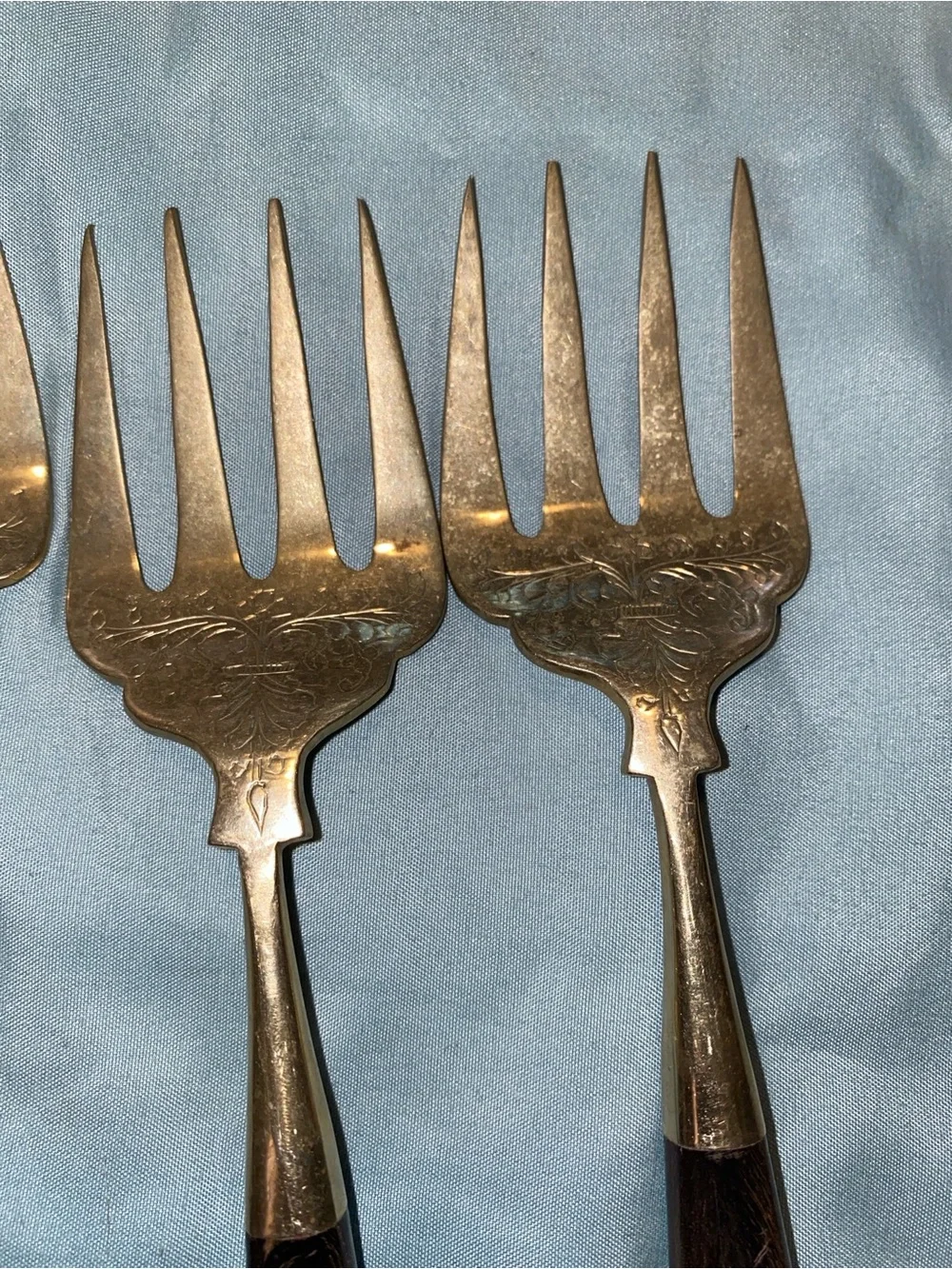 Rare Find Vintage Dark Wood Handle Seafood Forks - Set of 4